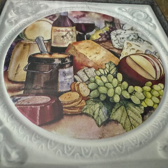 Vintage Ambiance Coasters Set of 4 Ceramic Square Embossed Beverage Holders - Picture 3 of 5